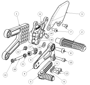 Attack Performance - ATTACK PERFORMANCE  REAR SET KIT, ZX10R, 06-10, BLACK (REPLACEMENT PARTS)