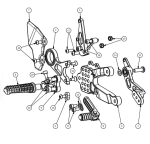 ATTACK PERFORMANCE REAR SET KIT WITH SHIFT LEVER, BMW S1000RR, 2015- , BLACK (REPLACEMENT PARTS)