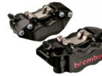 Brembo Caliper Set, P4 30/34mm, GP4-RB, 2-Pin, Billet 2-Piece, 100mm Radial Mount, Hard-Anodized Black